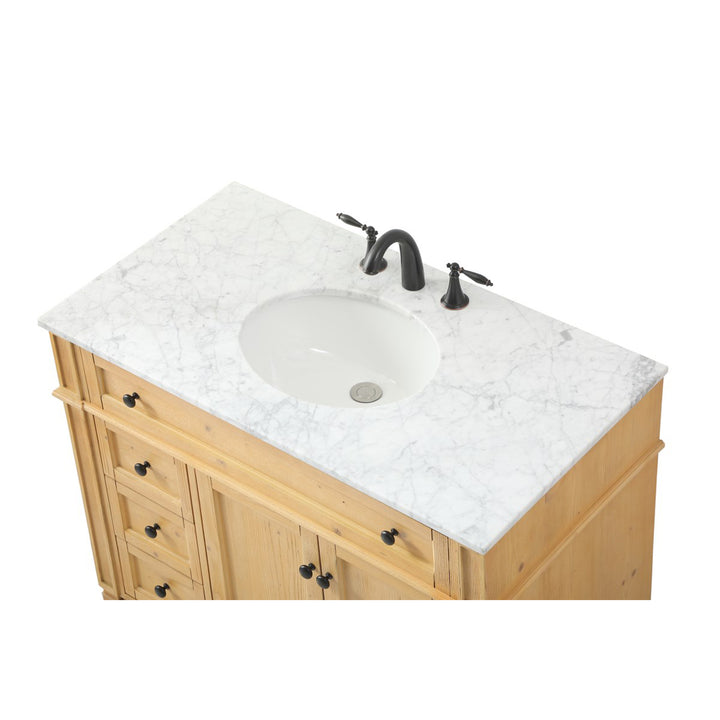 40 Inch Single Bathroom Vanity In Natural Wood - View 5 - Joshua Marshal