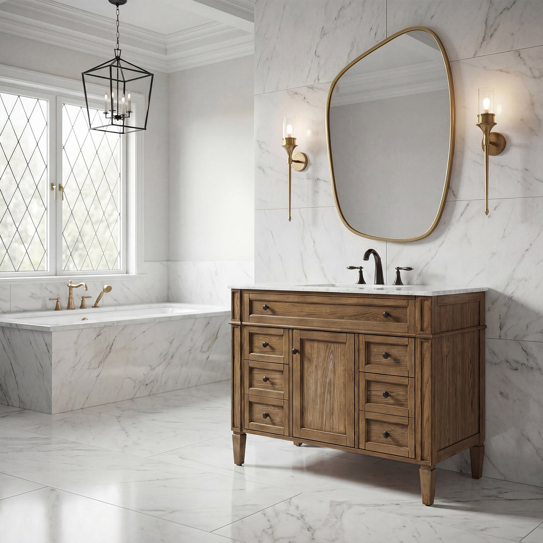 42 Inch Single Bathroom Vanity In Driftwood - View 2 - Joshua Marshal