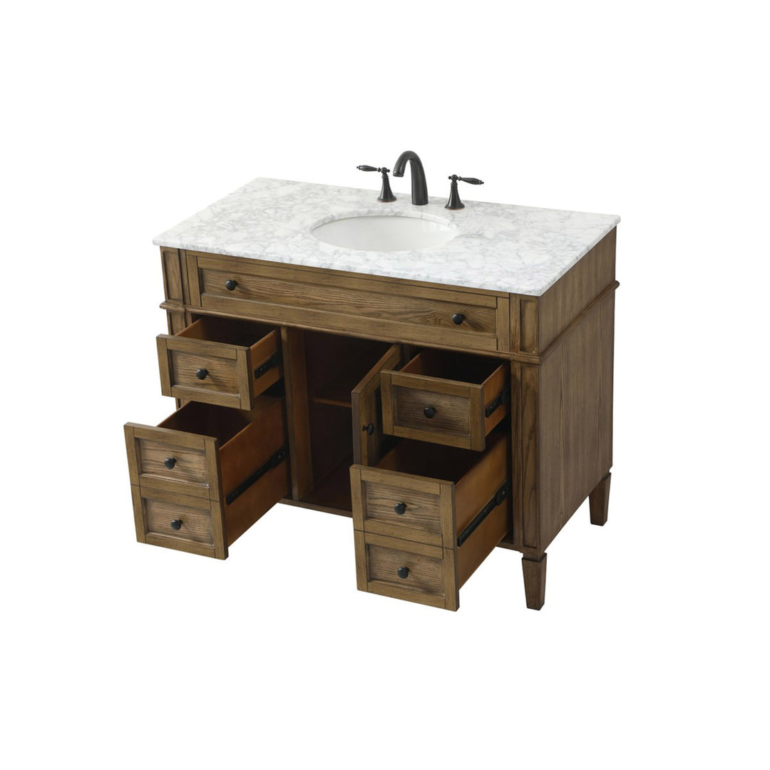 42 Inch Single Bathroom Vanity In Driftwood - View 5 - Joshua Marshal