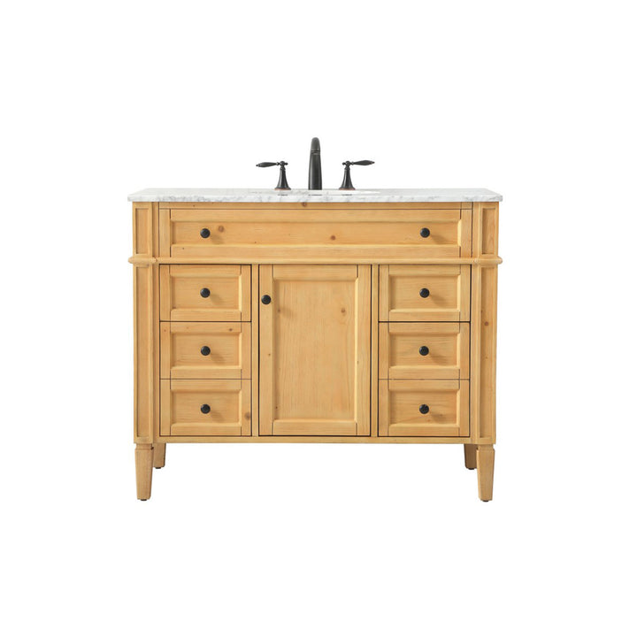 42 Inch Single Bathroom Vanity In Natural Wood - View 3 - Joshua Marshal