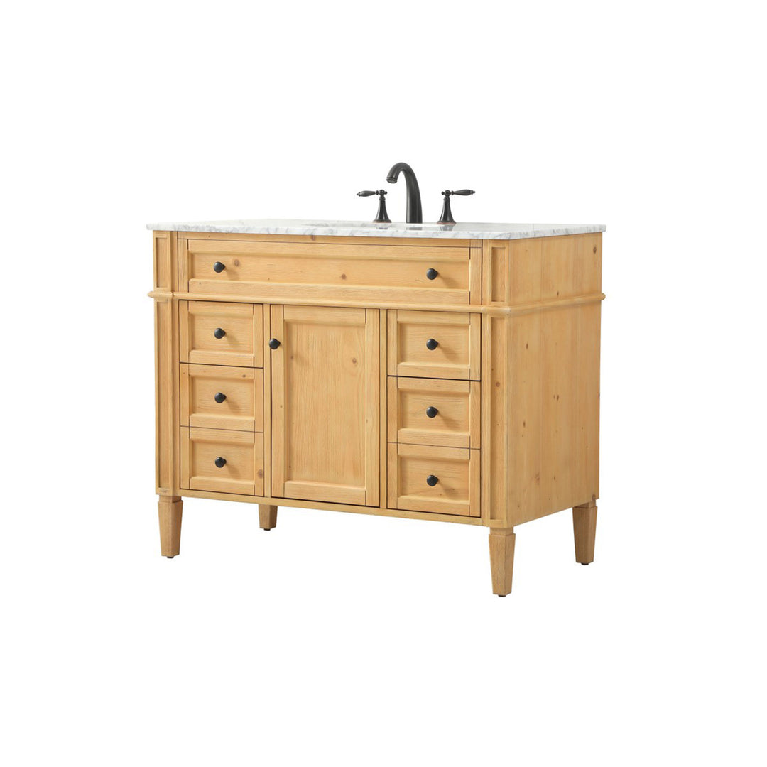 42 Inch Single Bathroom Vanity In Natural Wood - View 4 - Joshua Marshal