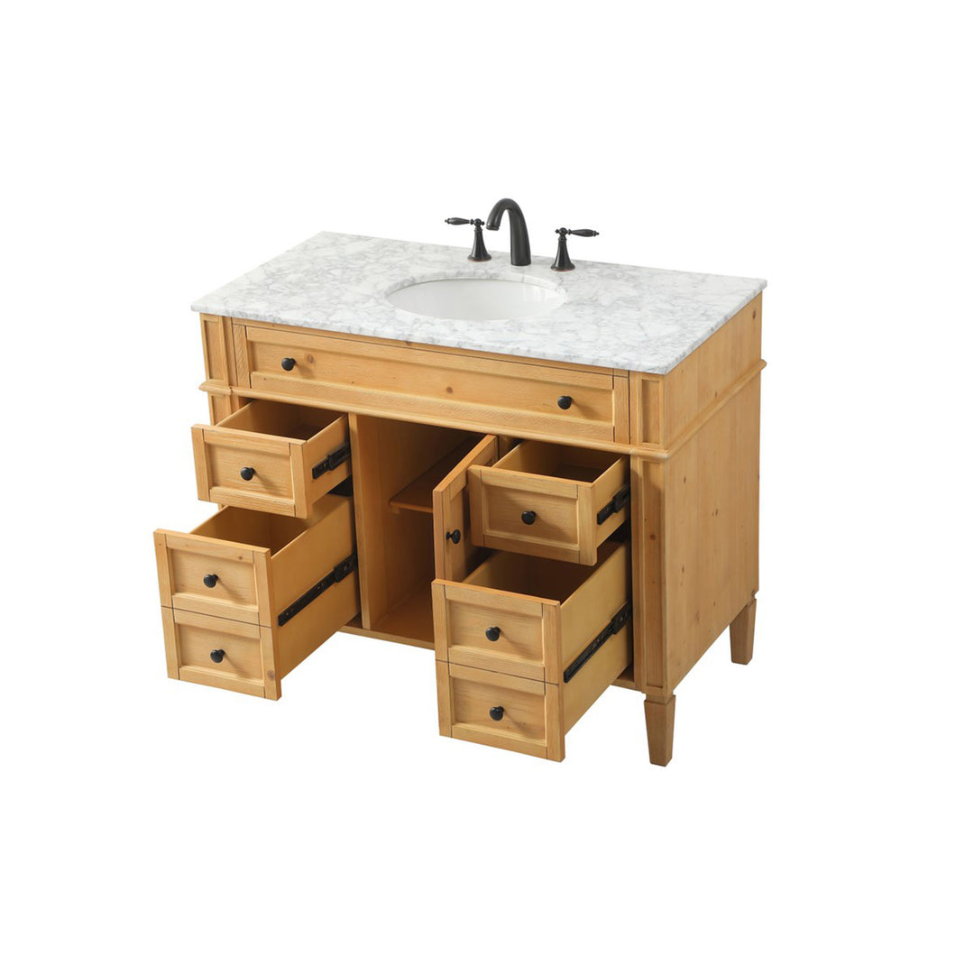 42 Inch Single Bathroom Vanity In Natural Wood - View 5 - Joshua Marshal