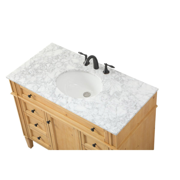 42 Inch Single Bathroom Vanity In Natural Wood - View 6 - Joshua Marshal