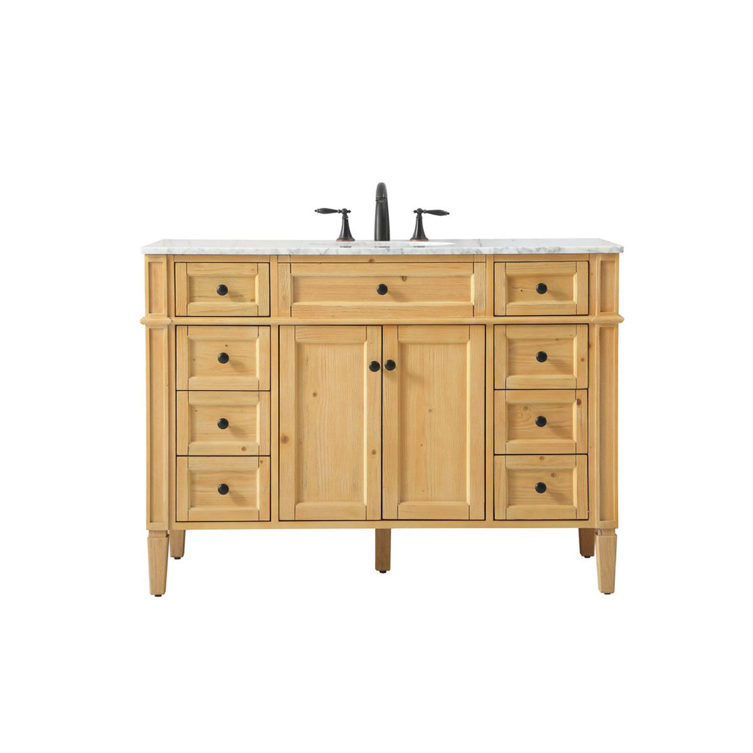 48 Inch Single Bathroom Vanity In Natural Wood - View 3 - Joshua Marshal