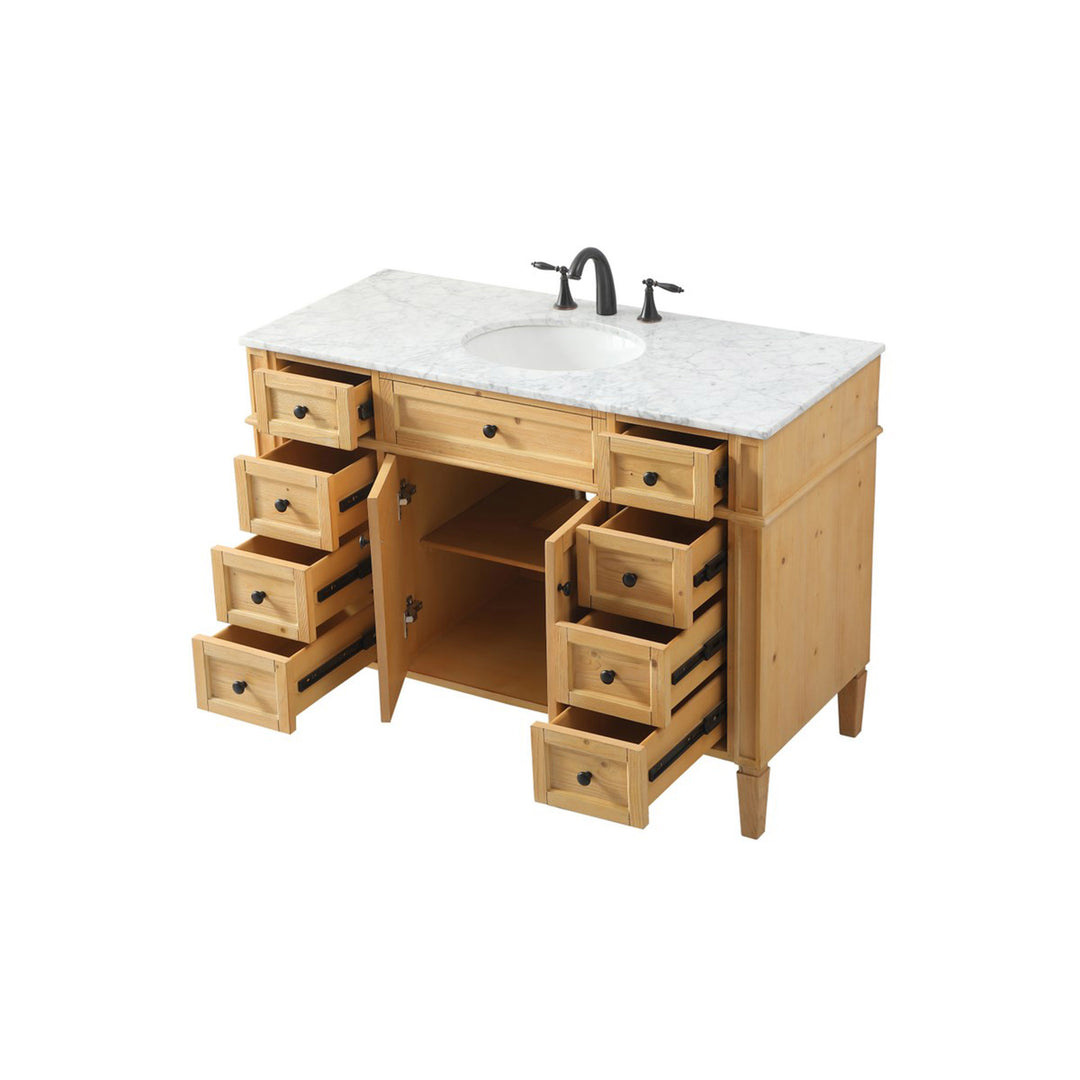 48 Inch Single Bathroom Vanity In Natural Wood - View 4 - Joshua Marshal