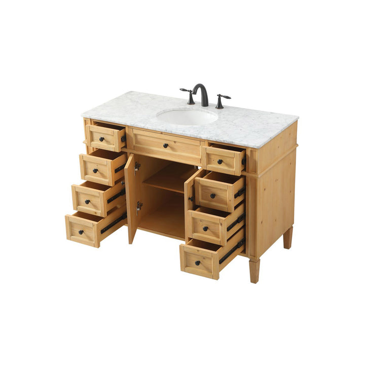 48 Inch Single Bathroom Vanity In Natural Wood - View 4 - Joshua Marshal