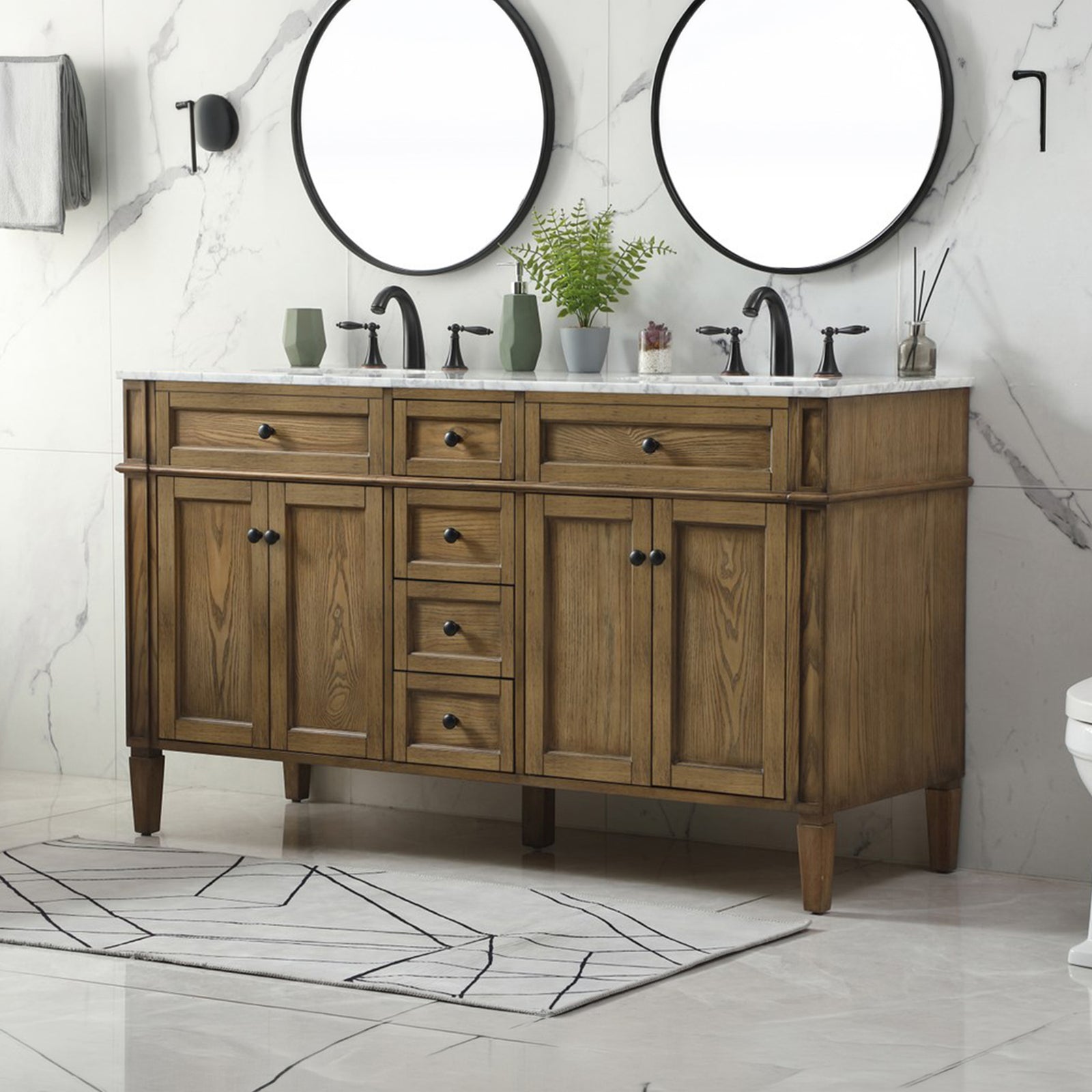 60 Inch Double Bathroom Vanity In Driftwood Driftwood Finish - KITCHEN & BATH by Joshua Marshal