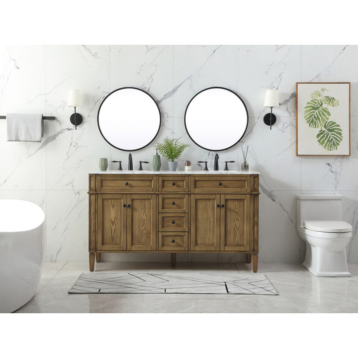 60 Inch Double Bathroom Vanity In Driftwood - View 2 - Joshua Marshal