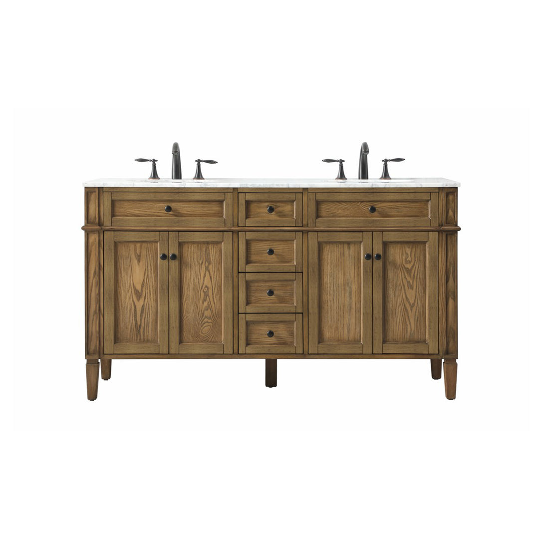 60 Inch Double Bathroom Vanity In Driftwood - View 3 - Joshua Marshal
