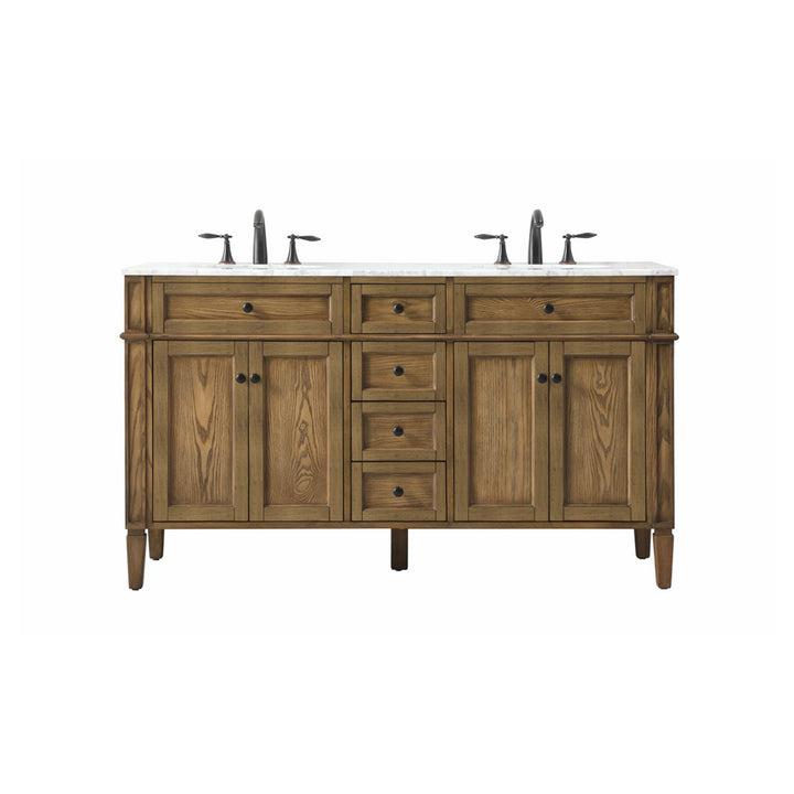 60 Inch Double Bathroom Vanity In Driftwood - View 3 - Joshua Marshal