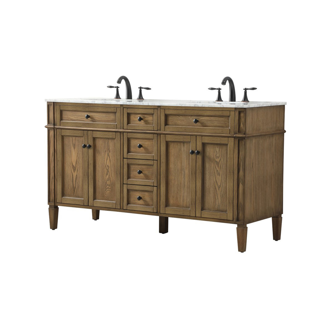 60 Inch Double Bathroom Vanity In Driftwood - View 4 - Joshua Marshal