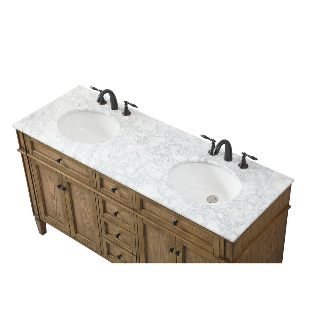 60 Inch Double Bathroom Vanity In Driftwood - View 6 - Joshua Marshal