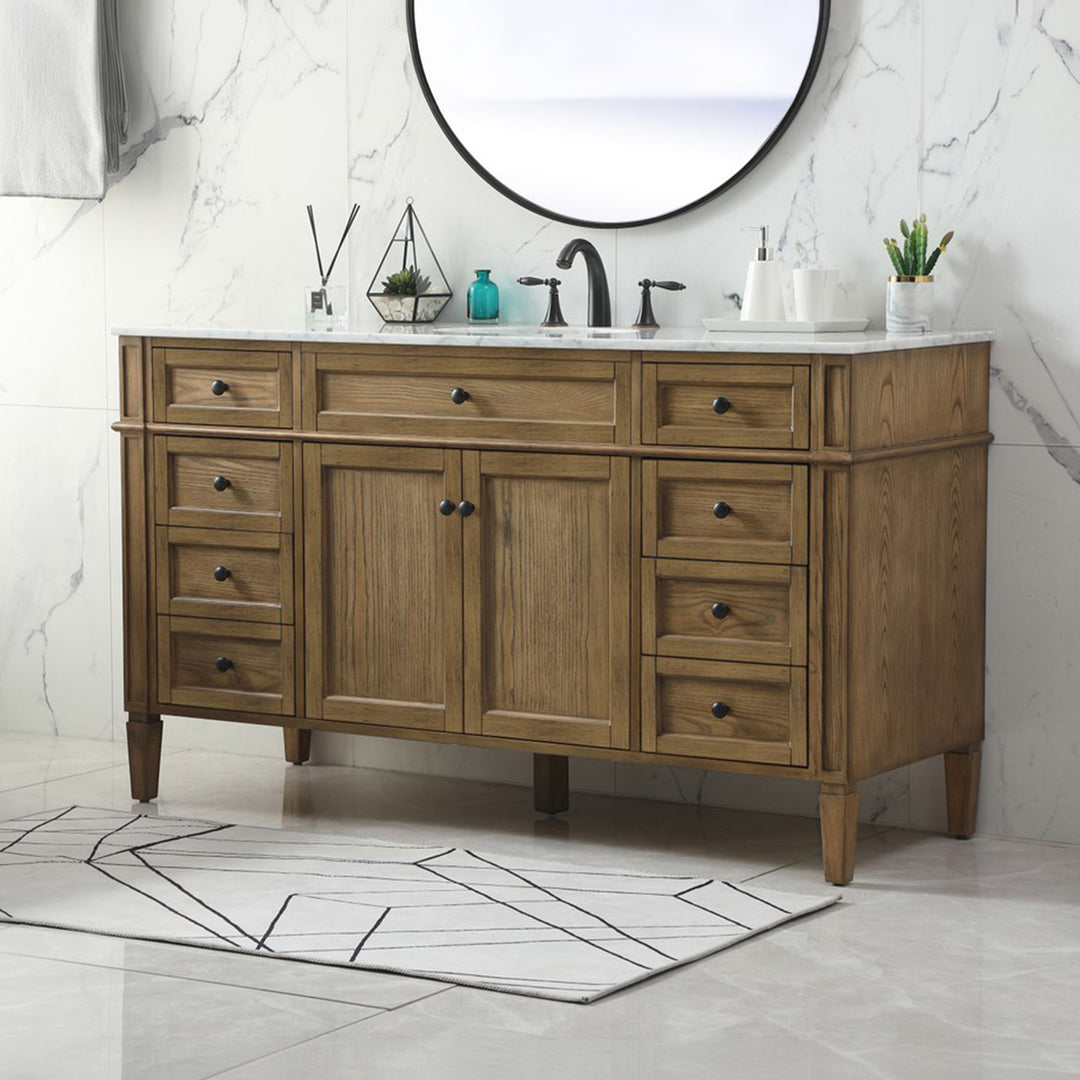 60 Inch Single Bathroom Vanity In Driftwood Driftwood Finish - KITCHEN & BATH by Joshua Marshal
