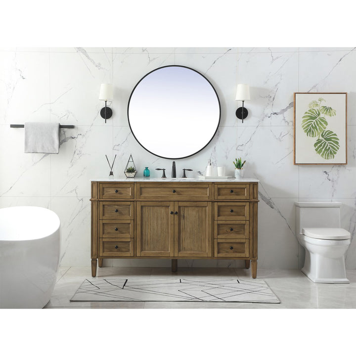 60 Inch Single Bathroom Vanity In Driftwood - View 2 - Joshua Marshal