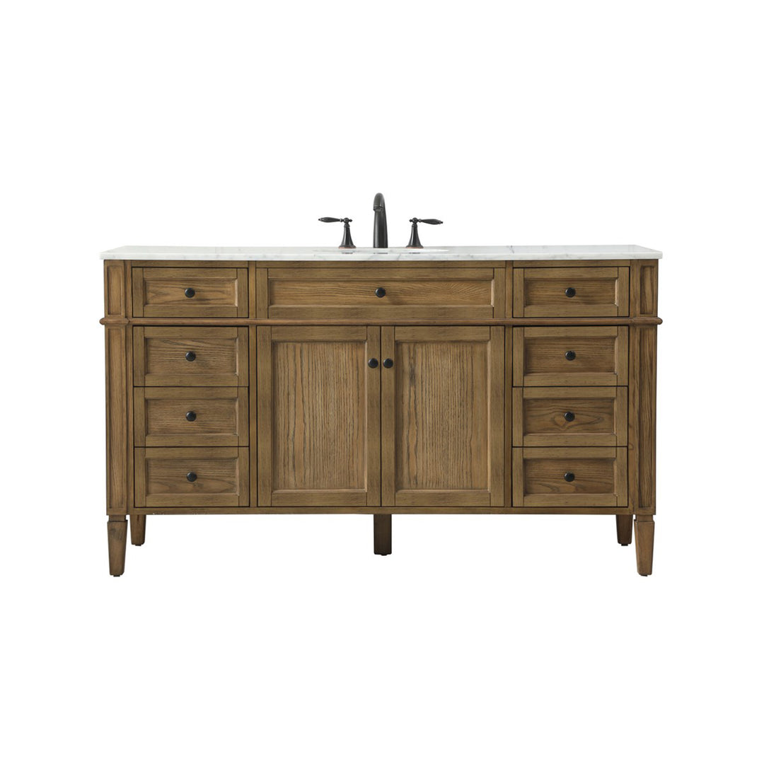 60 Inch Single Bathroom Vanity In Driftwood - View 3 - Joshua Marshal