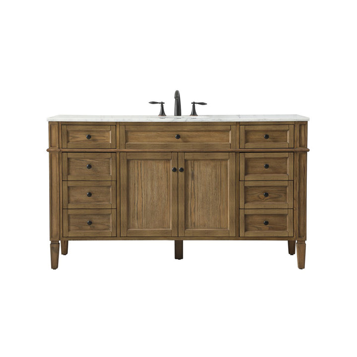 60 Inch Single Bathroom Vanity In Driftwood - View 3 - Joshua Marshal