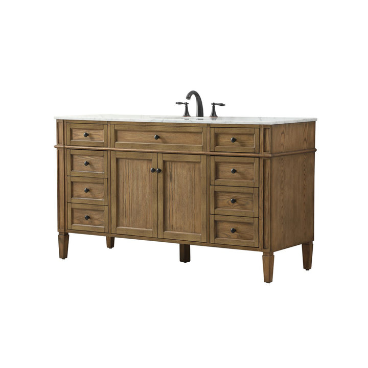 60 Inch Single Bathroom Vanity In Driftwood - View 4 - Joshua Marshal