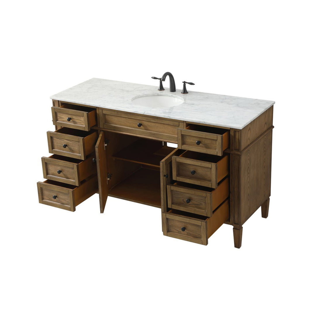 60 Inch Single Bathroom Vanity In Driftwood - View 5 - Joshua Marshal