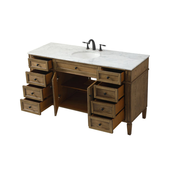 60 Inch Single Bathroom Vanity In Driftwood - View 5 - Joshua Marshal
