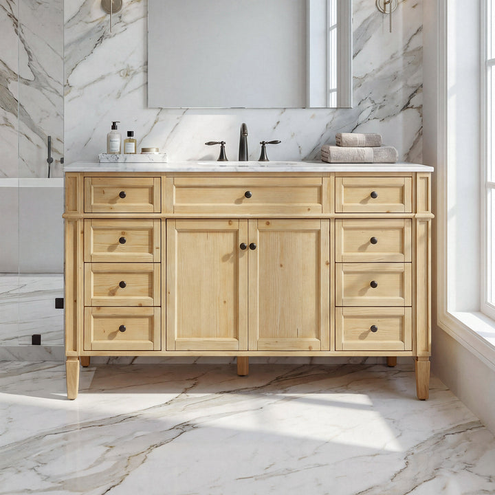 60 Inch Single Bathroom Vanity In Natural Wood Natural Wood Finish - KITCHEN & BATH by Joshua Marshal