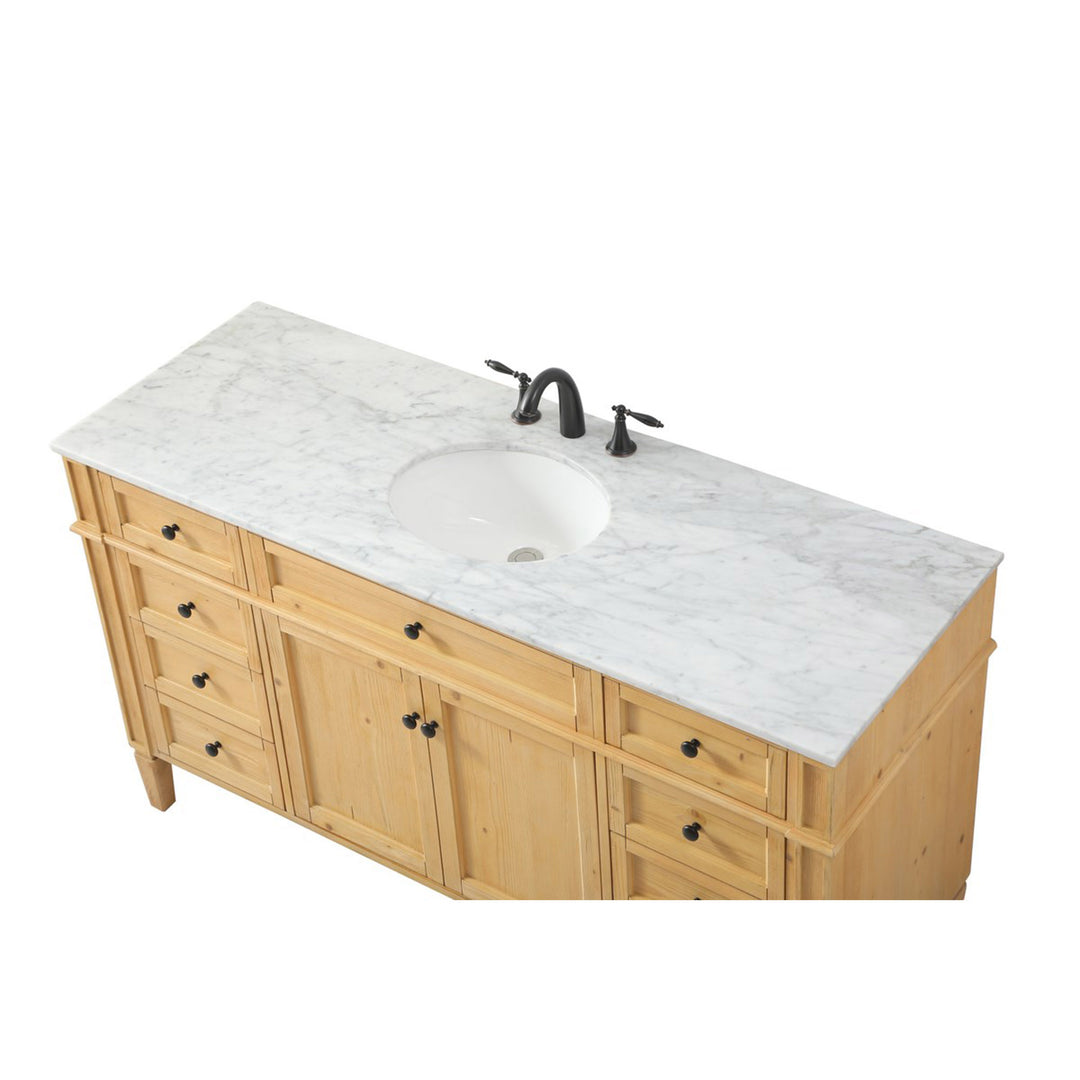 60 Inch Single Bathroom Vanity In Natural Wood - View 5 - Joshua Marshal