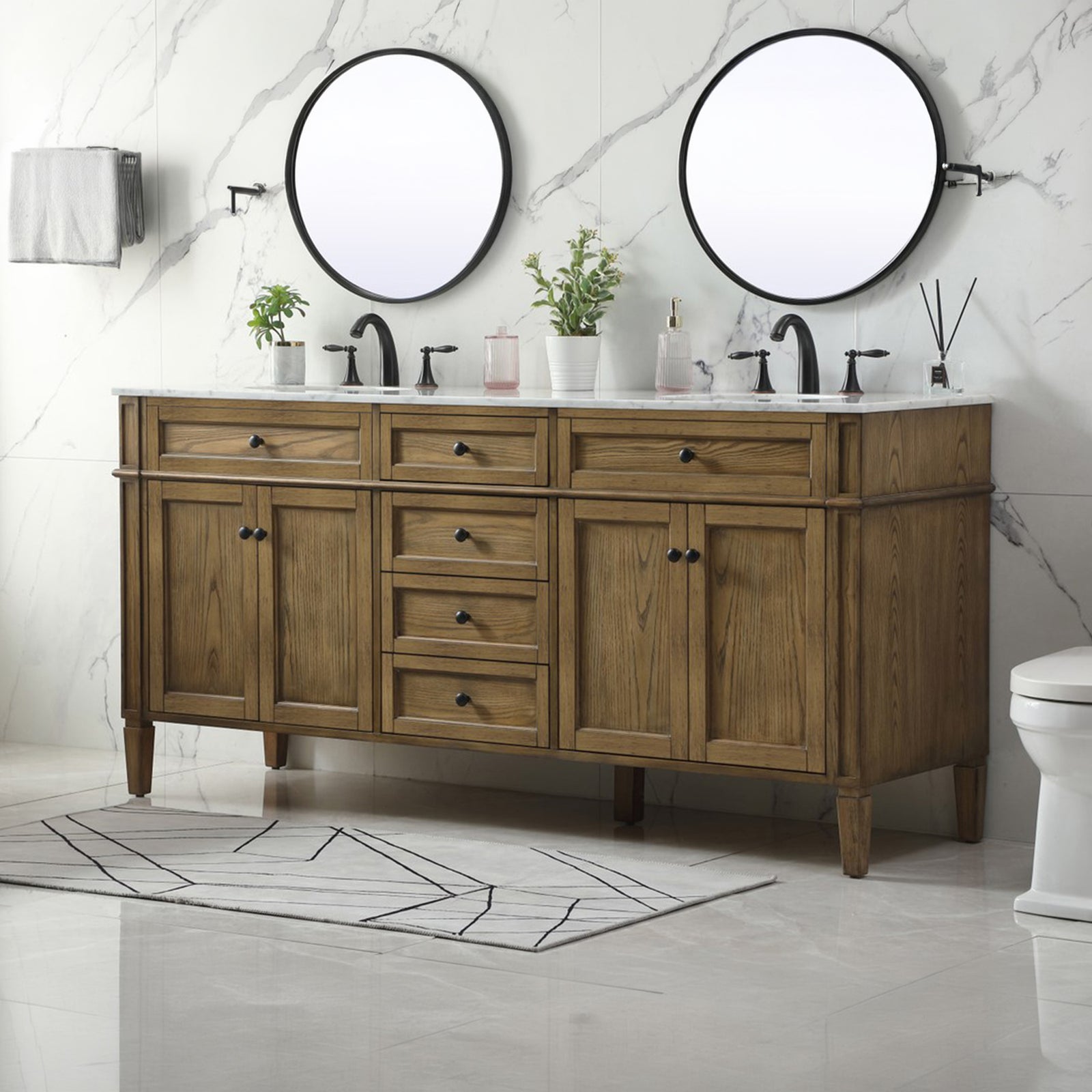 72 Inch Double Bathroom Vanity In Driftwood Driftwood Finish - KITCHEN & BATH by Joshua Marshal