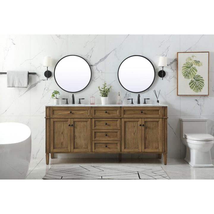 72 Inch Double Bathroom Vanity In Driftwood - View 2 - Joshua Marshal