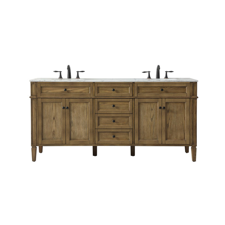 72 Inch Double Bathroom Vanity In Driftwood - View 3 - Joshua Marshal