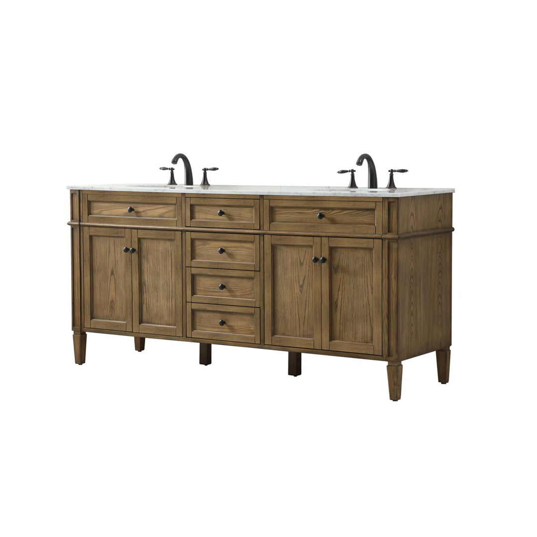 72 Inch Double Bathroom Vanity In Driftwood - View 4 - Joshua Marshal