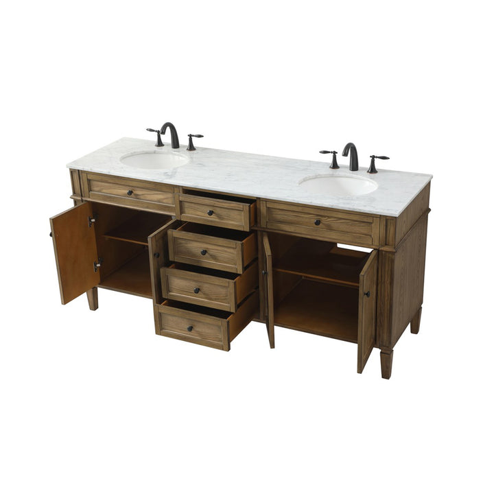 72 Inch Double Bathroom Vanity In Driftwood - View 5 - Joshua Marshal