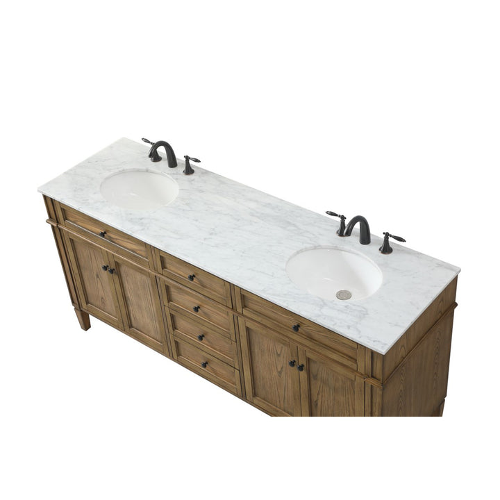 72 Inch Double Bathroom Vanity In Driftwood - View 6 - Joshua Marshal