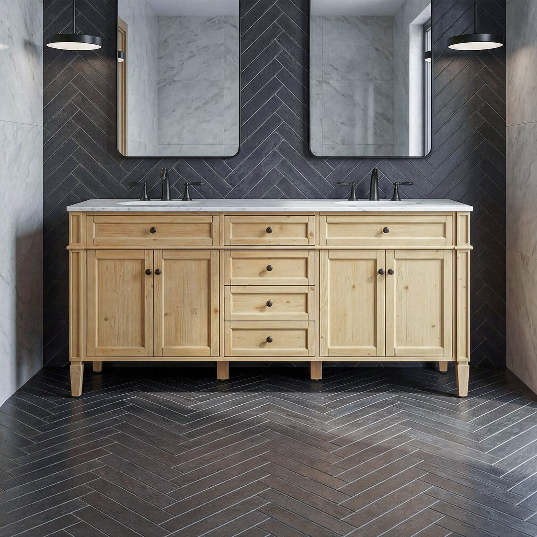 72 Inch Double Bathroom Vanity In Natural Wood Natural Wood Finish - KITCHEN & BATH by Joshua Marshal