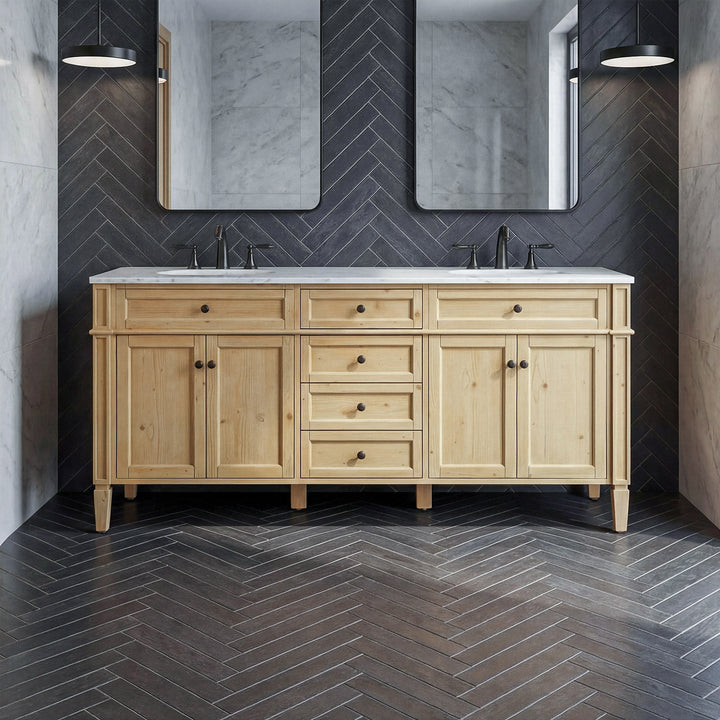 72 Inch Double Bathroom Vanity In Natural Wood Natural Wood Finish - KITCHEN & BATH by Joshua Marshal