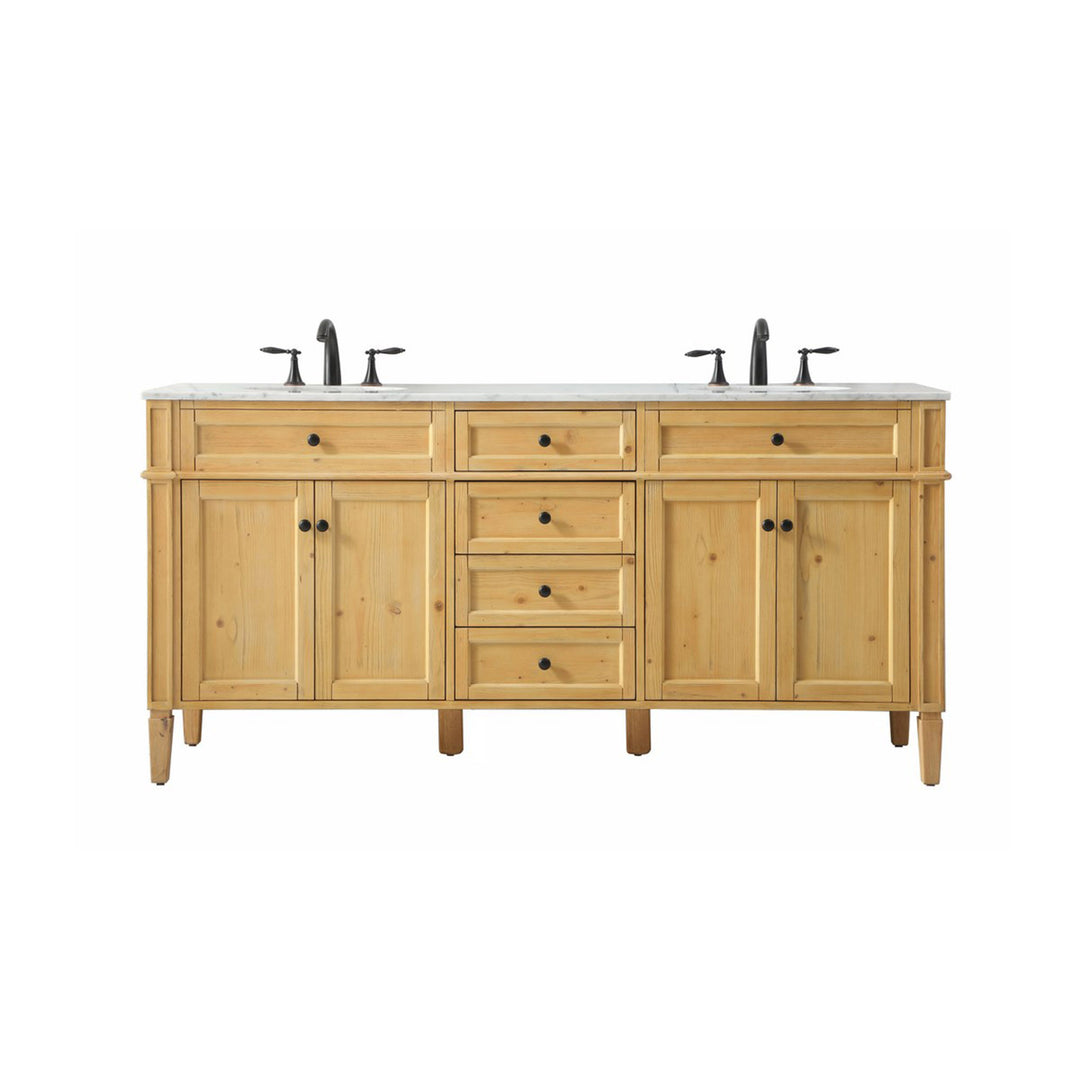 72 Inch Double Bathroom Vanity In Natural Wood - View 3 - Joshua Marshal