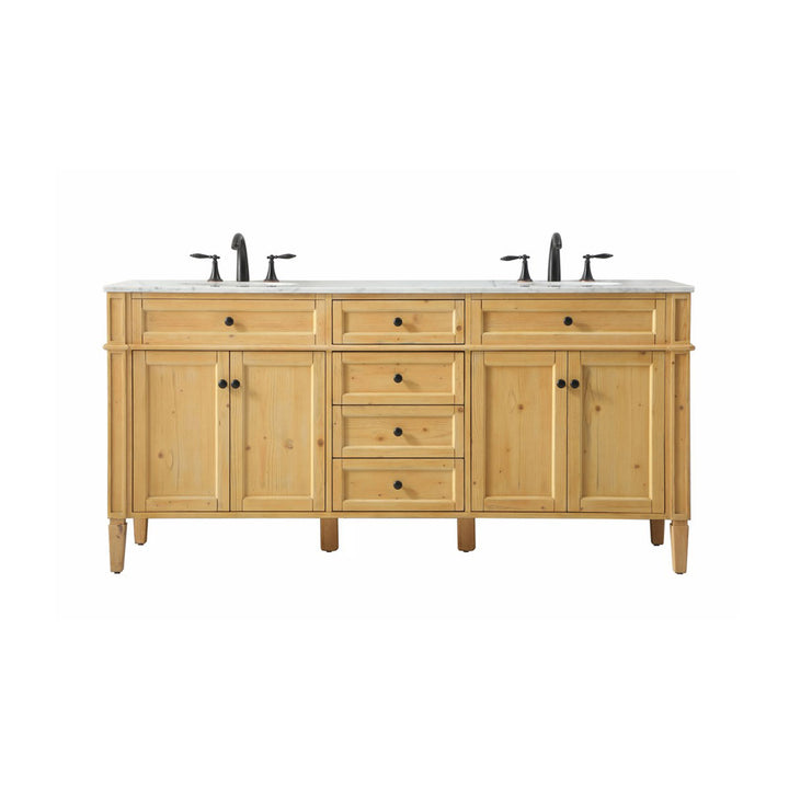 72 Inch Double Bathroom Vanity In Natural Wood - View 3 - Joshua Marshal