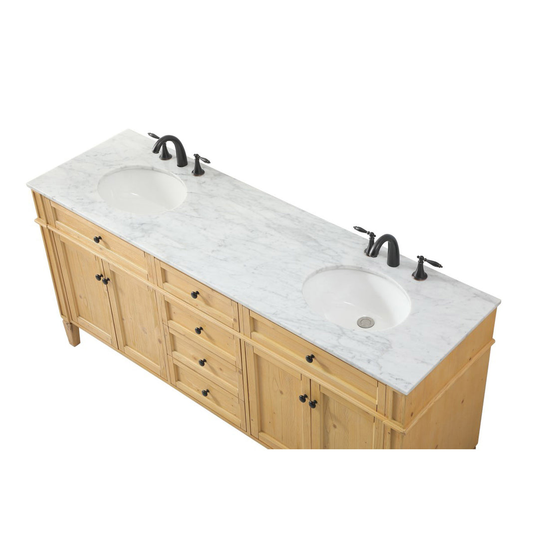 72 Inch Double Bathroom Vanity In Natural Wood - View 4 - Joshua Marshal