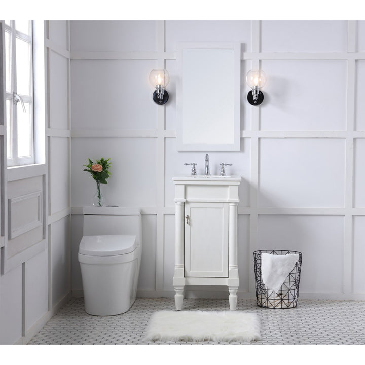 18 Inch Single Bathroom Vanity In Antique White With Ivory White Marble - View 2 - Joshua Marshal