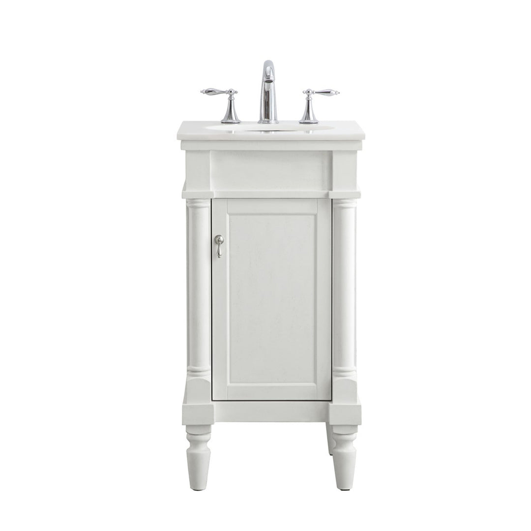18 Inch Single Bathroom Vanity In Antique White With Ivory White Marble - View 3 - Joshua Marshal