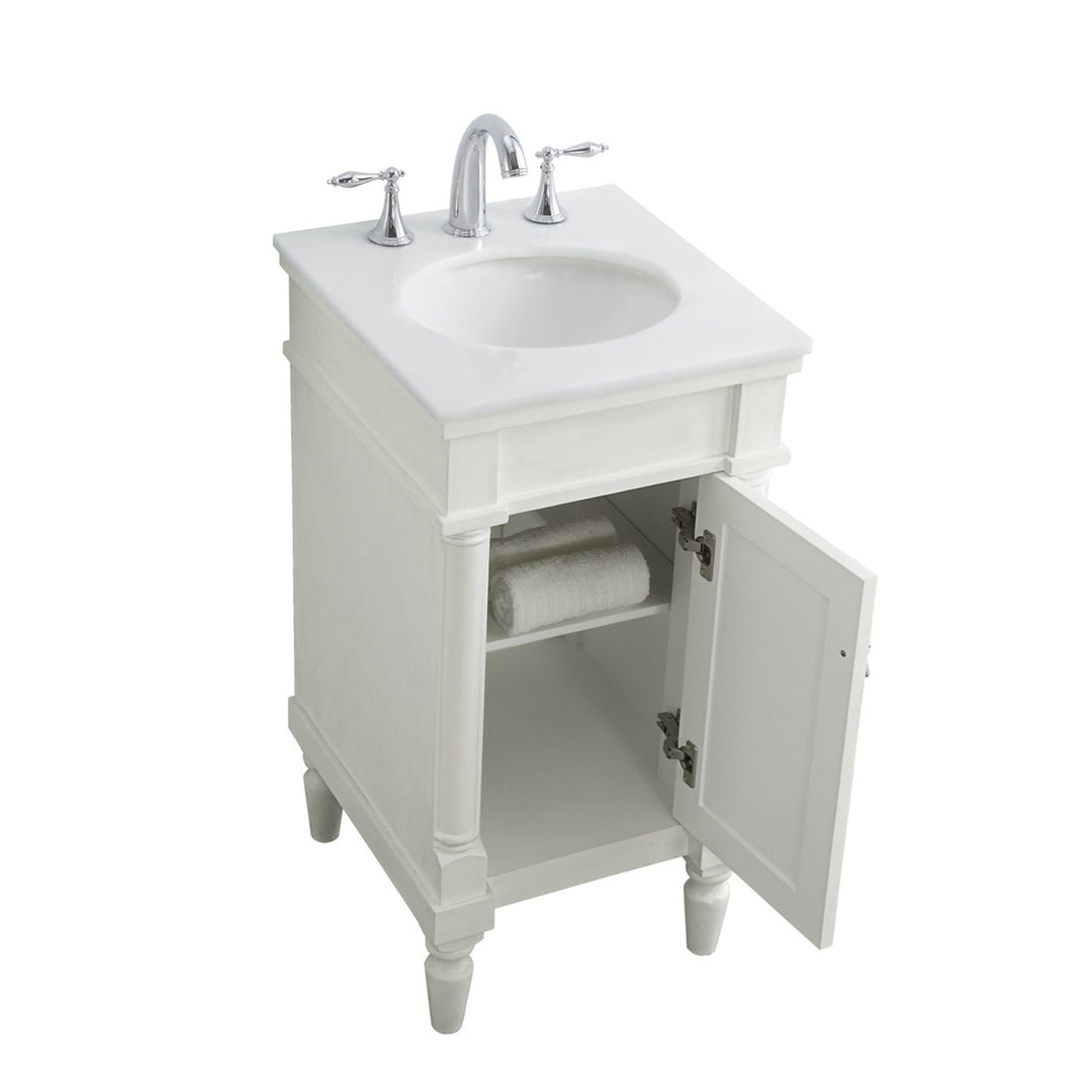18 Inch Single Bathroom Vanity In Antique White With Ivory White Marble - View 5 - Joshua Marshal