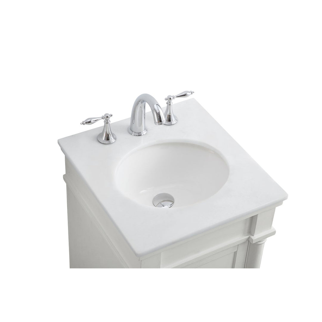 18 Inch Single Bathroom Vanity In Antique White With Ivory White Marble - View 6 - Joshua Marshal