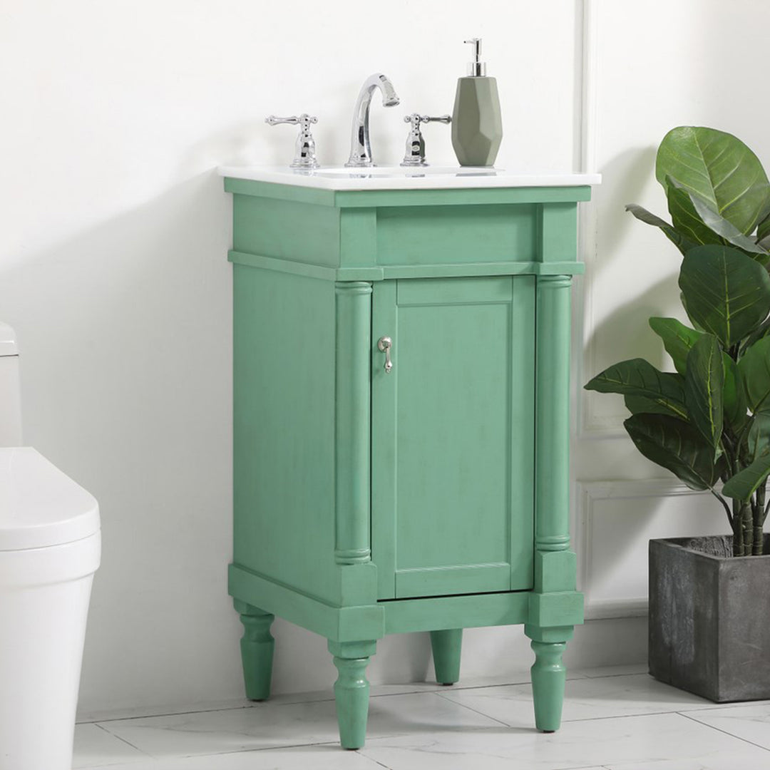 18.5 Inch Single Bathroom Vanity In Vintage Mint With Ivory White Marble Vintage Mint Finish - KITCHEN & BATH by Joshua Marshal