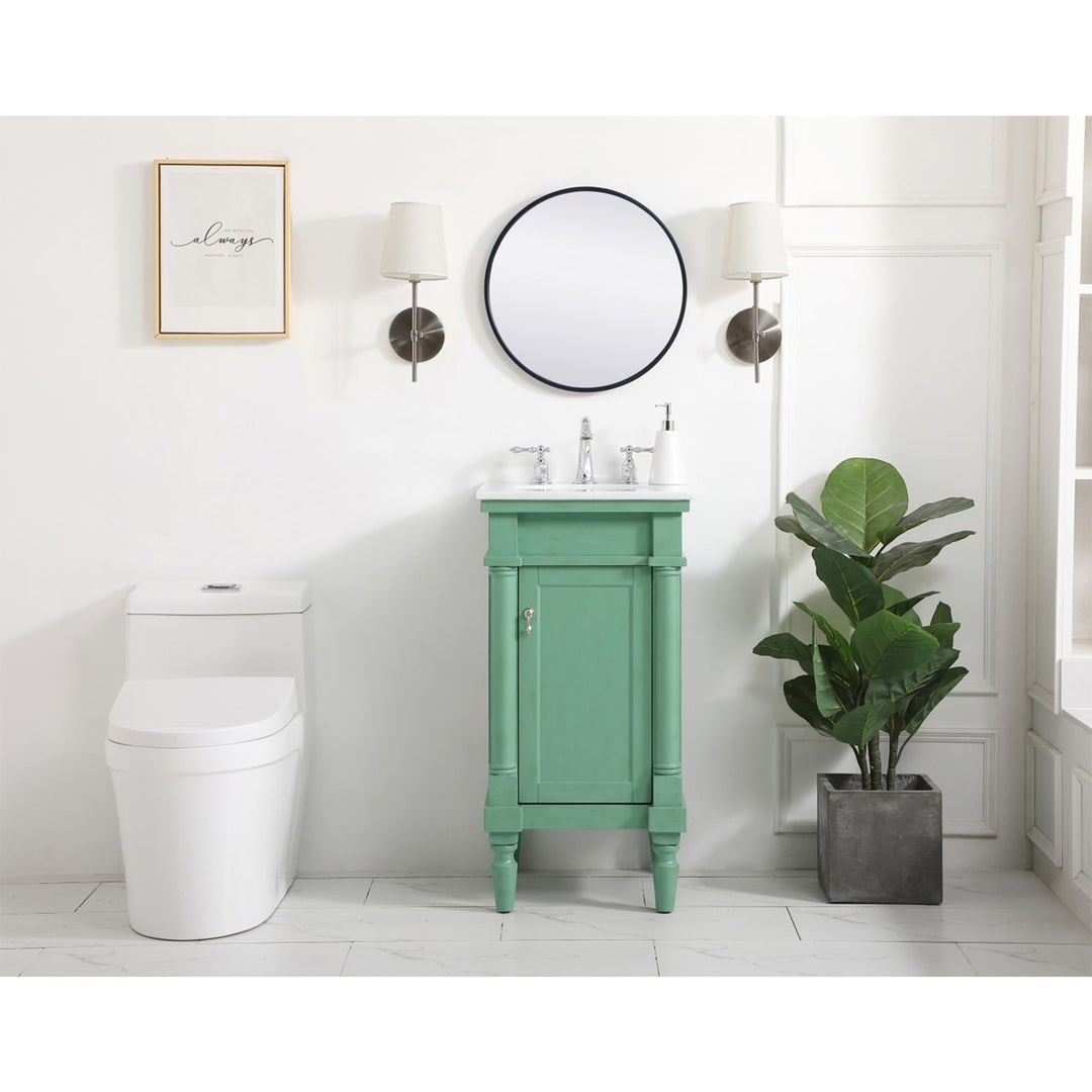 18.5 Inch Single Bathroom Vanity In Vintage Mint With Ivory White Marble - View 2 - Joshua Marshal