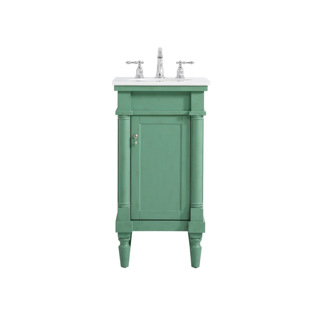 18.5 Inch Single Bathroom Vanity In Vintage Mint With Ivory White Marble - View 3 - Joshua Marshal