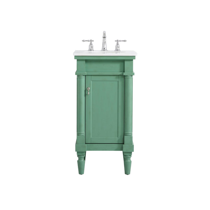 18.5 Inch Single Bathroom Vanity In Vintage Mint With Ivory White Marble - View 3 - Joshua Marshal