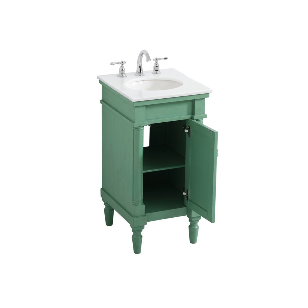 18.5 Inch Single Bathroom Vanity In Vintage Mint With Ivory White Marble - View 4 - Joshua Marshal