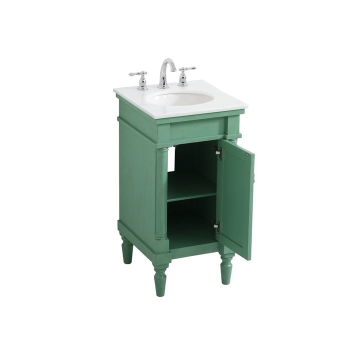 18.5 Inch Single Bathroom Vanity In Vintage Mint With Ivory White Marble - View 4 - Joshua Marshal