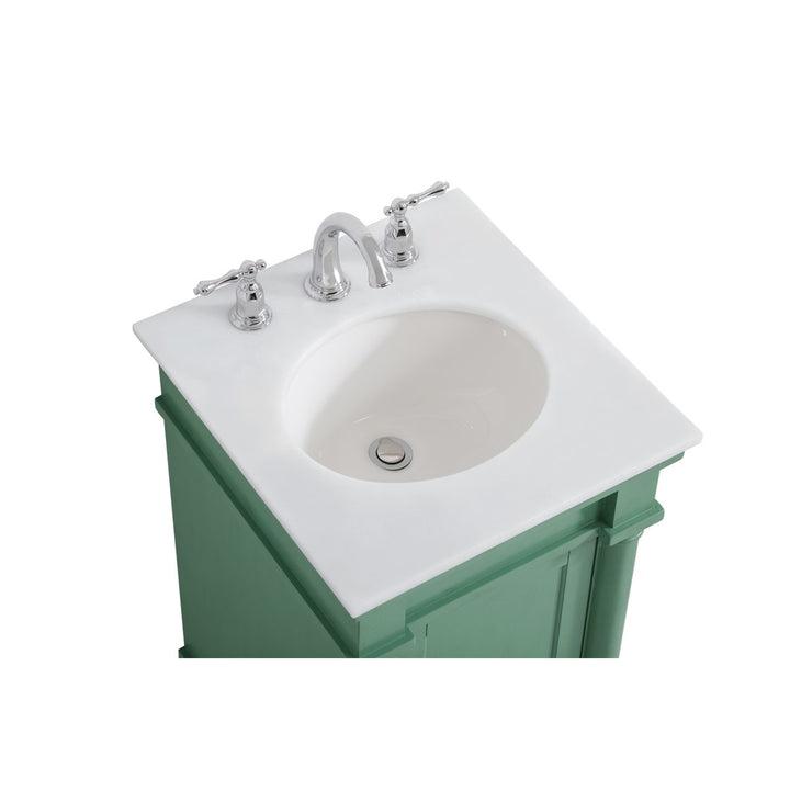 18.5 Inch Single Bathroom Vanity In Vintage Mint With Ivory White Marble - View 5 - Joshua Marshal