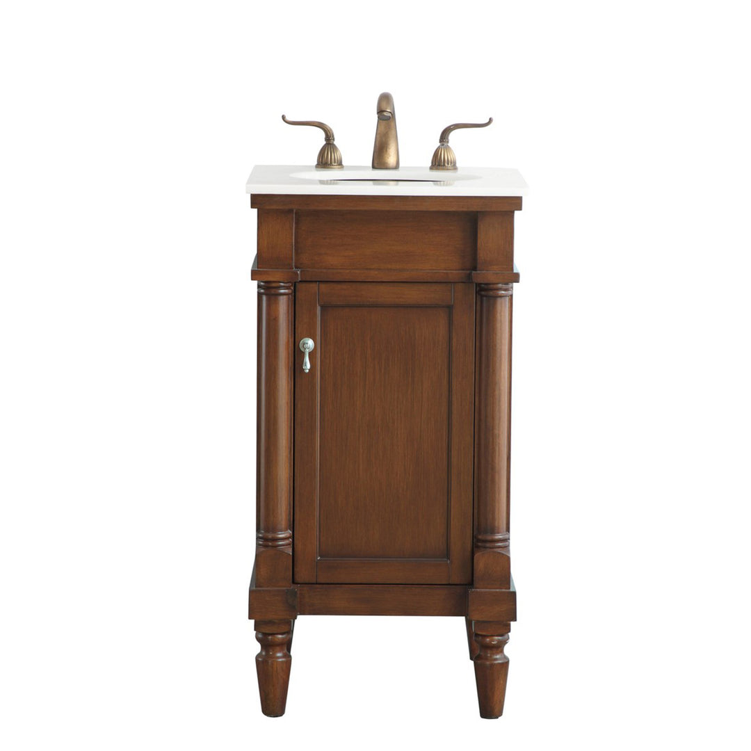 18 Inch Single Bathroom Vanity In Walnut With Ivory White Marble - View 3 - Joshua Marshal