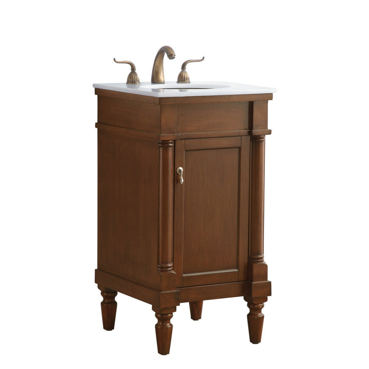 18 Inch Single Bathroom Vanity In Walnut With Ivory White Marble - View 4 - Joshua Marshal