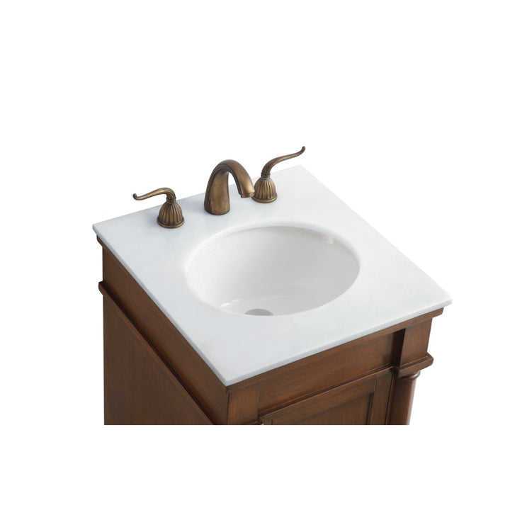 18 Inch Single Bathroom Vanity In Walnut With Ivory White Marble - View 6 - Joshua Marshal